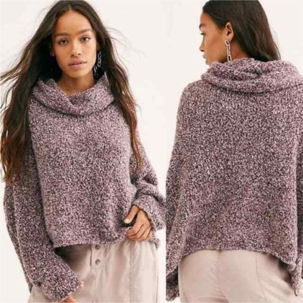 Free People Lavender Cowl Neck Oversized Fuzzy Sweater Bittersweet Size XS